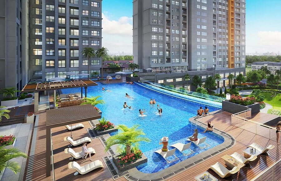 hồ bơi tràn khu căn hộ Victoria Village